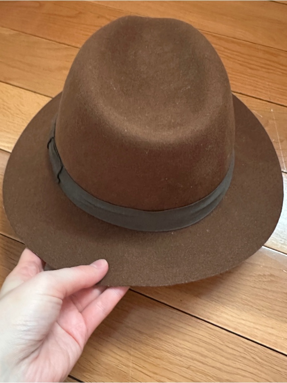rag & bone Brown Wool Felt Fedora with Ribbon Bow - Picture 2 of 5